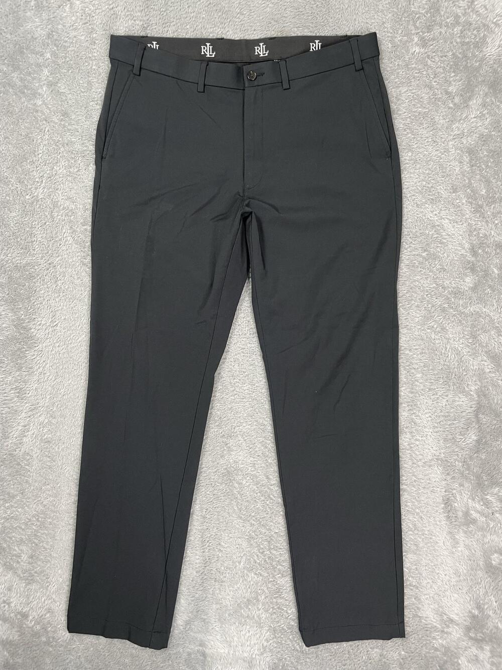 Lauren Ralph Lauren Dress Pants Mens 36x32* Black Regular Fit Stretch Microfiber